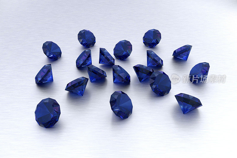 3D蓝宝石- 18颗蓝色宝石